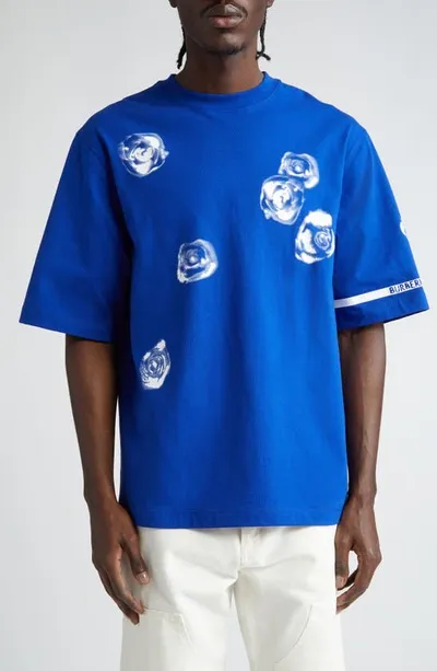 Burberry T-shirt With Print Clothing In Blue