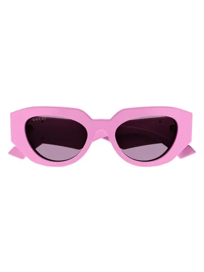 Gucci Geometric Acetate Butterfly Sunglasses In Pink