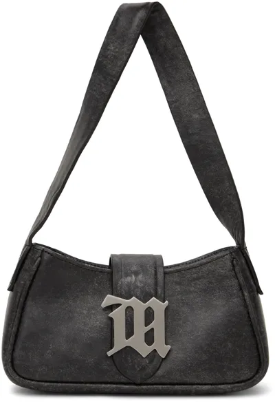 Misbhv Gray Leather Mini Bag In Washed Black