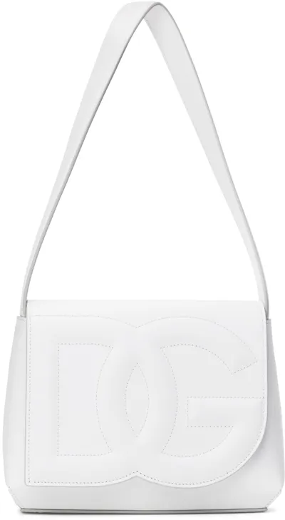 Dolce & Gabbana White Logo Shoulder Bag In 80002 Bianco Ottico