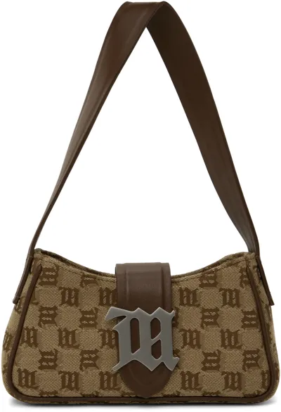 Misbhv Beige Jacquard Monogram Mini Bag In Biscotto