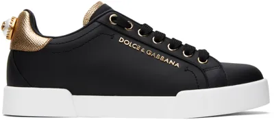 Dolce & Gabbana Portofino Low-top Sneakers In Black