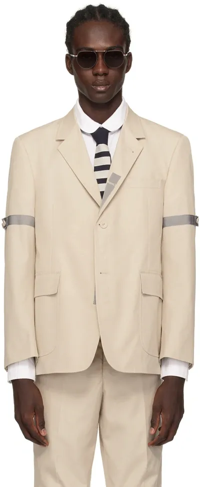 Thom Browne Beige Button Blazer In 250 Khaki