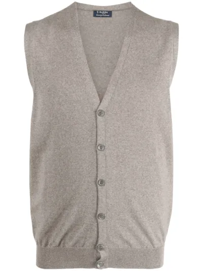 Barba Fine-knit Wool Waistcoat In Neutrals