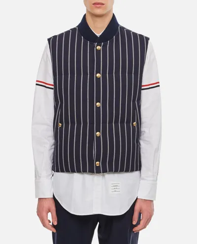 Thom Browne Wool Stripe Vest In Black