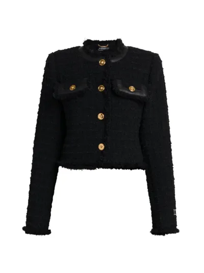 Versace Tweed Jacket In Black