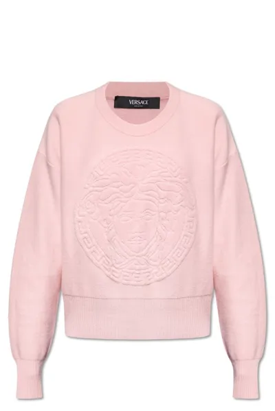 Versace Medusa Head Wool-cashmere Jumper In Pink