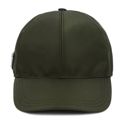 Prada Logo Plaque Baseball Cap In Green