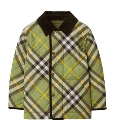 Burberry Kids' Boy's Grayson Check Quilted Jacket In Artichoke Check