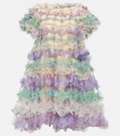 Susan Fang Tiered Off-shoulder Tulle Midi Dress In Multicoloured