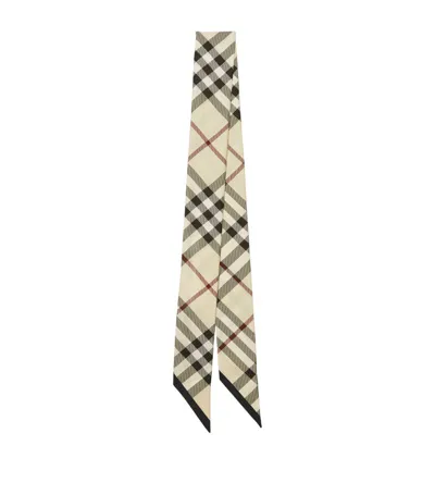 Burberry Silk Check Skinny Scarf In Neutrals