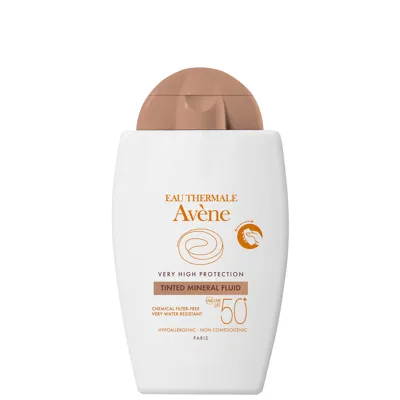 Avene Very High Protection Tinted Mineral Fluid Spf50+ Sun Cream For Intolerant Skin 40ml In White