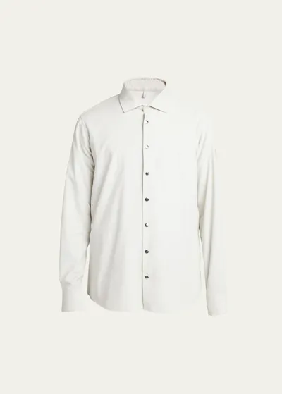 Moncler Men's Corduroy Embossed Logo Shirt In Stone