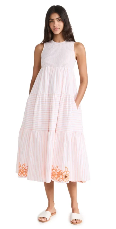 Fanm Mon Begonville Dress Orange Stripes S