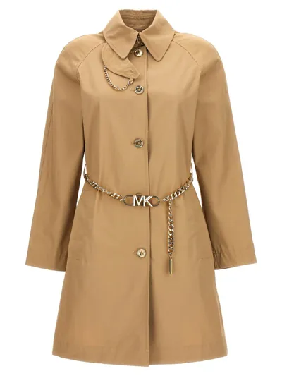 Michael Kors Chain Belt Trench Coat Coats, Trench Coats Beige In Beis