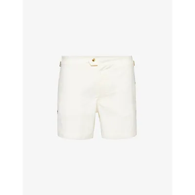 Tom Ford Nylon Faille Classic Swim Shorts In White