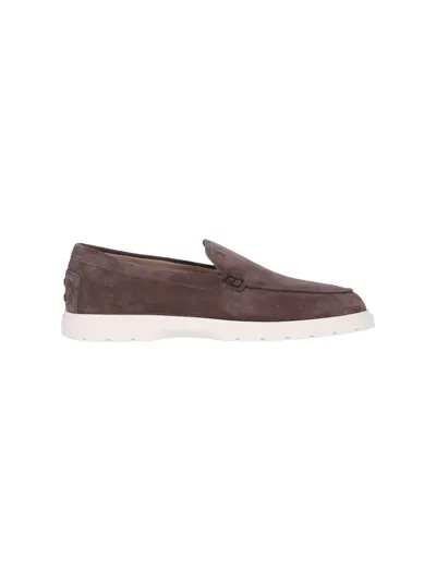 Tod's Suede Loafers In Brown