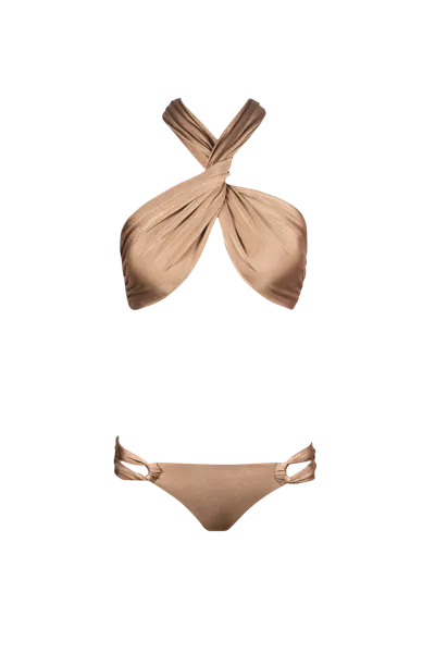 Sara Cristina Wrap Bikini In Bronze In Brown