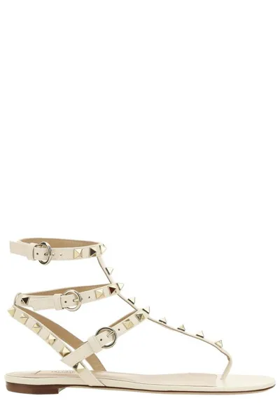 Valentino Garavani Rockstud Open Toe Sandals In White