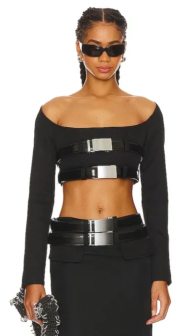 Lado Bokuchava Cleavage Crop Top In Black