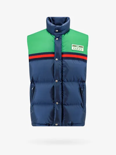 Gucci Colour-block Padded Down Gilet In Blue