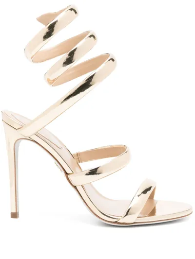 René Caovilla Gold-tone Cleo 105mm Leather Sandals