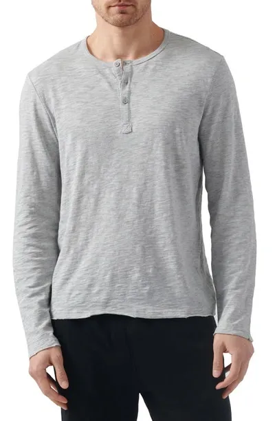 Atm Anthony Thomas Melillo Destroyed Slubbed Henley Shirt In Heather Grey