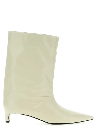 Jil Sander Leather Ankle Boots Boots, Ankle Boots Beige In White