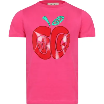 Gucci Kids' Cotton Jersey T-shirt In Fuchsia