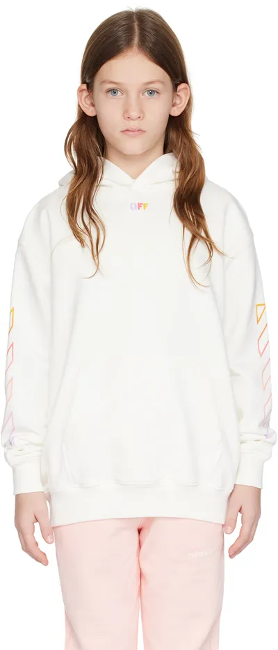 Off-white Kids  Arrow Rainbow Hoodie In White Multicolor