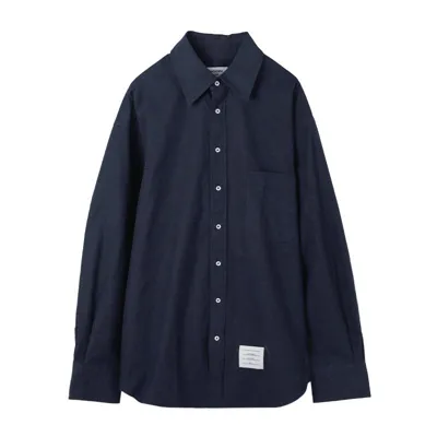 Thom Browne Rwb Striped Oversized Shirt In Navy