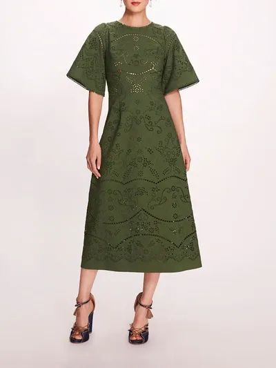 Marchesa Dhalia Midi Dress In Green