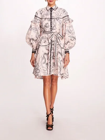 Marchesa Laurel Shirtdress In Blush Multi