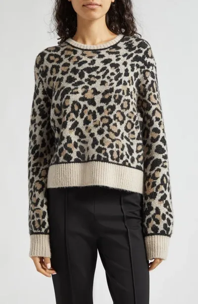 Atm Anthony Thomas Melillo Women's Leopard-print Crewneck Sweater In Leopard Jacquard