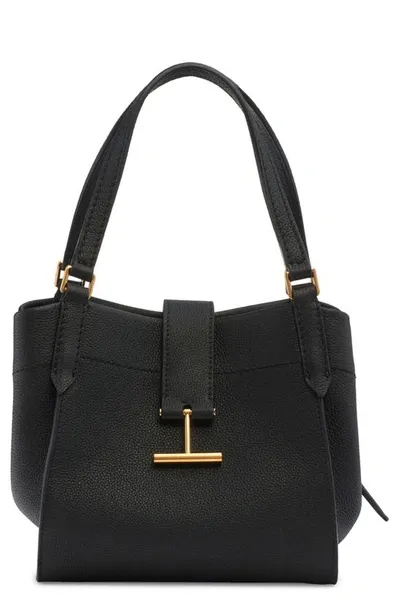 Tom Ford Tara Small Grain Leather Tote Bag In Black