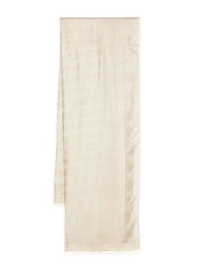 Max Mara Logo Detailed Scarf In Beige