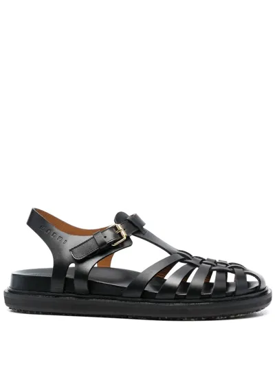 Marni Leather Fisherman Sandals In Black