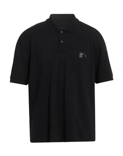 Neil Barrett Piquet Cotton Pierced Nipple Loose Fit Polo In Black