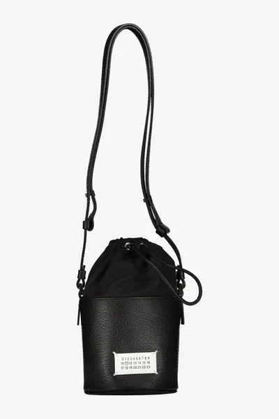 Maison Margiela Hammered Leather Handbag In Black