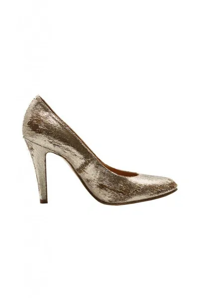 Maison Margiela Pump With Destroyed Effect Gold Lurex Fabric Shoes In Grey