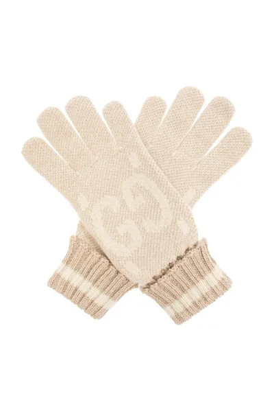 Gucci Gg Jacquard Gloves In Beige