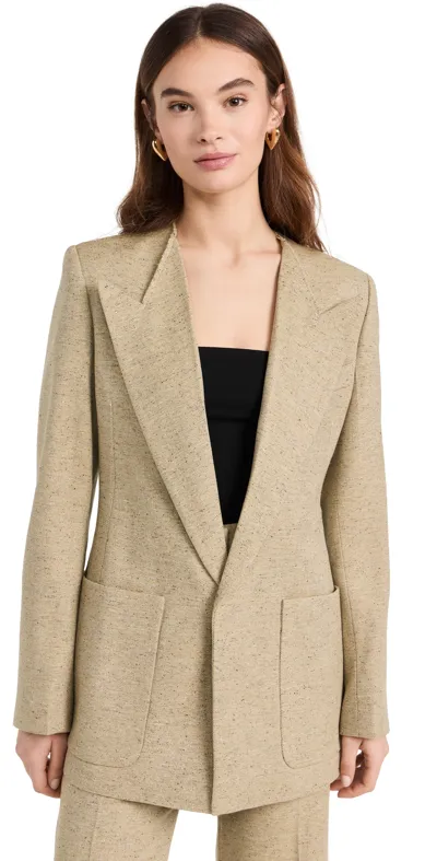 Victoria Beckham Collarless Single Breast Viscose Jacket In Green