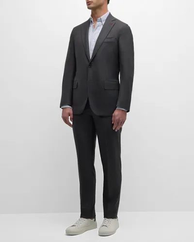 Isaia Men's Plaid Wool Suit In Black