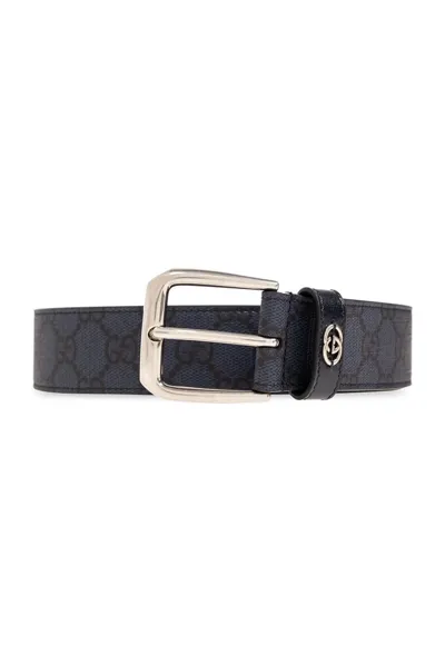 Gucci Logo Plaque Monogrammed Belt In Multi