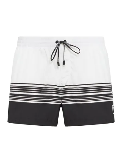 Dolce & Gabbana Striped Drawstring Swim Shorts In Multi