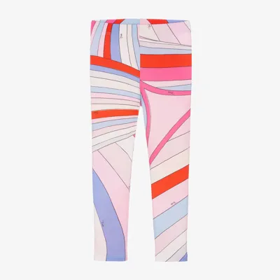 Pucci Kids'  Girls Pink Cotton Iride Print Leggings