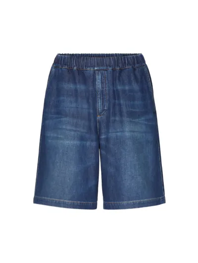 Valentino Short In Denim Denim Denim Lav. Blu Scuro