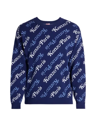 Kenzo All-over Monogram Jumper In Blue