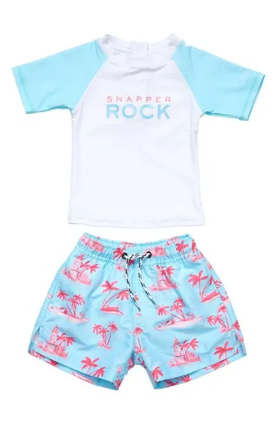 Snapper Rock Babies'  Kids' Lighthouse Island Two-piece Rashguard Swimsuit In Blue