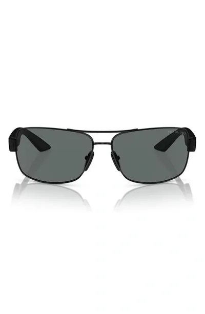 Prada 65mm Oversize Polarized Pillow Sunglasses In Black